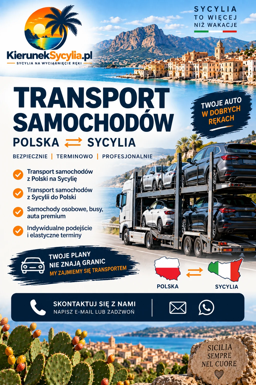 Transport samochodów Polska ↔ Sycylia